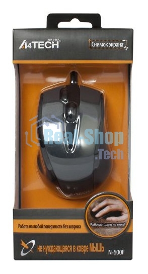 Мышь проводная A4Tech N-500F серый глянец/черный, 1200 dpi, USB, кнопки - 4