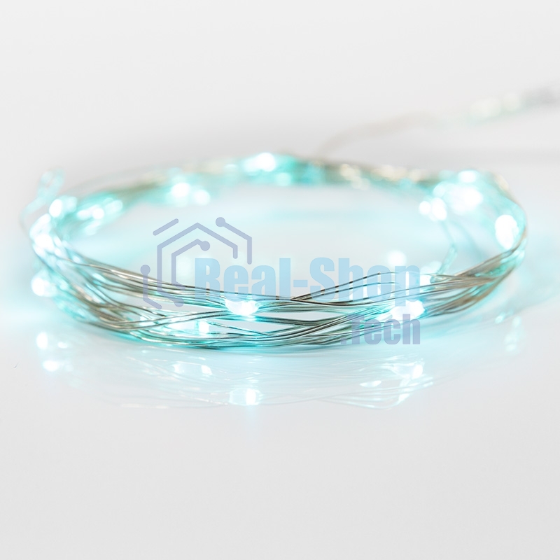Гирлянда светодиодная Neon-night Роса 2м, 20 LED, БИРЮЗОВЫЙ, IP20, тонкий батарейный блок, 2хCR2032 в комплекте
