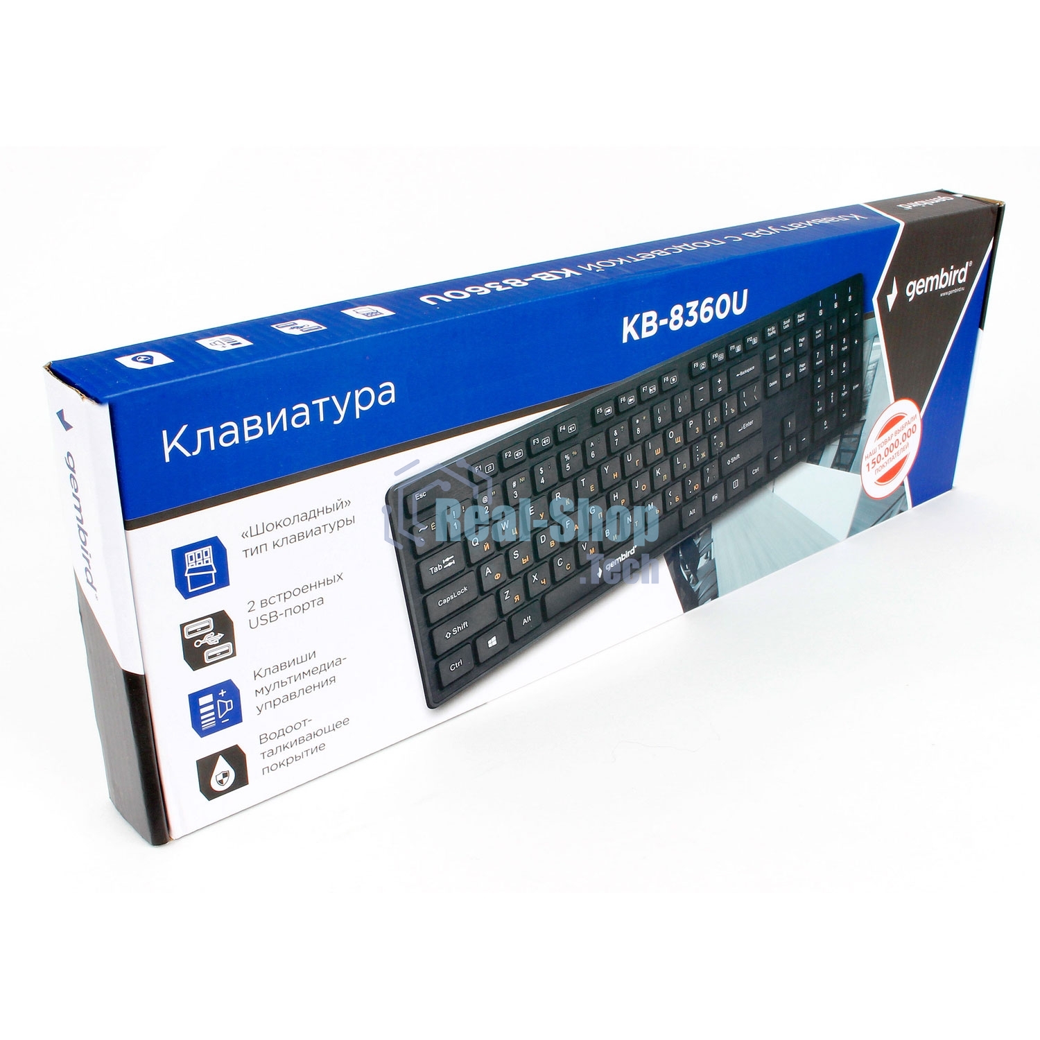 Клавиатура проводная Gembird KB-8360U, USB, черный