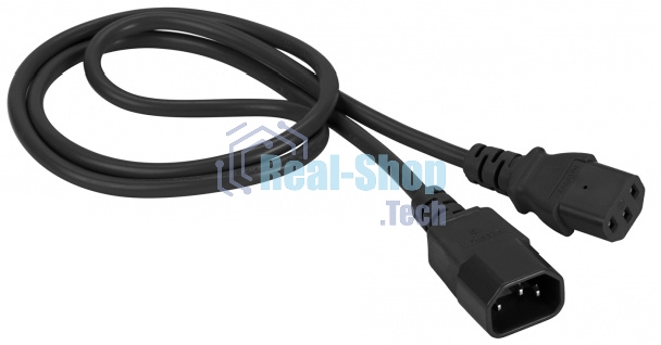 Шнур питания Lanmaster C13-C14, 3х0.75, 220В, 10А, черный, 0.5 метра