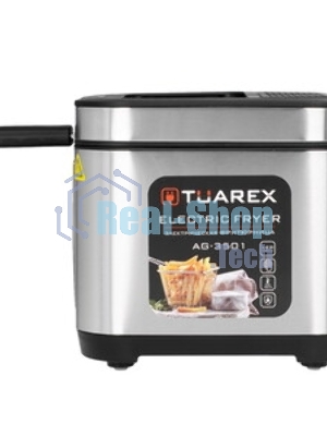 Фритюрница Tuarex AG-3501 чёрный/стальной, 2000 Вт, 2.5 л, 0.6 кг, съёмная чаша, антипригарное покрытие, таймер