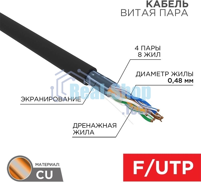 Кабель PROconnect Кабель FTP cat.5e 4 пары (305м) 0.51 мм OUTDOOR
