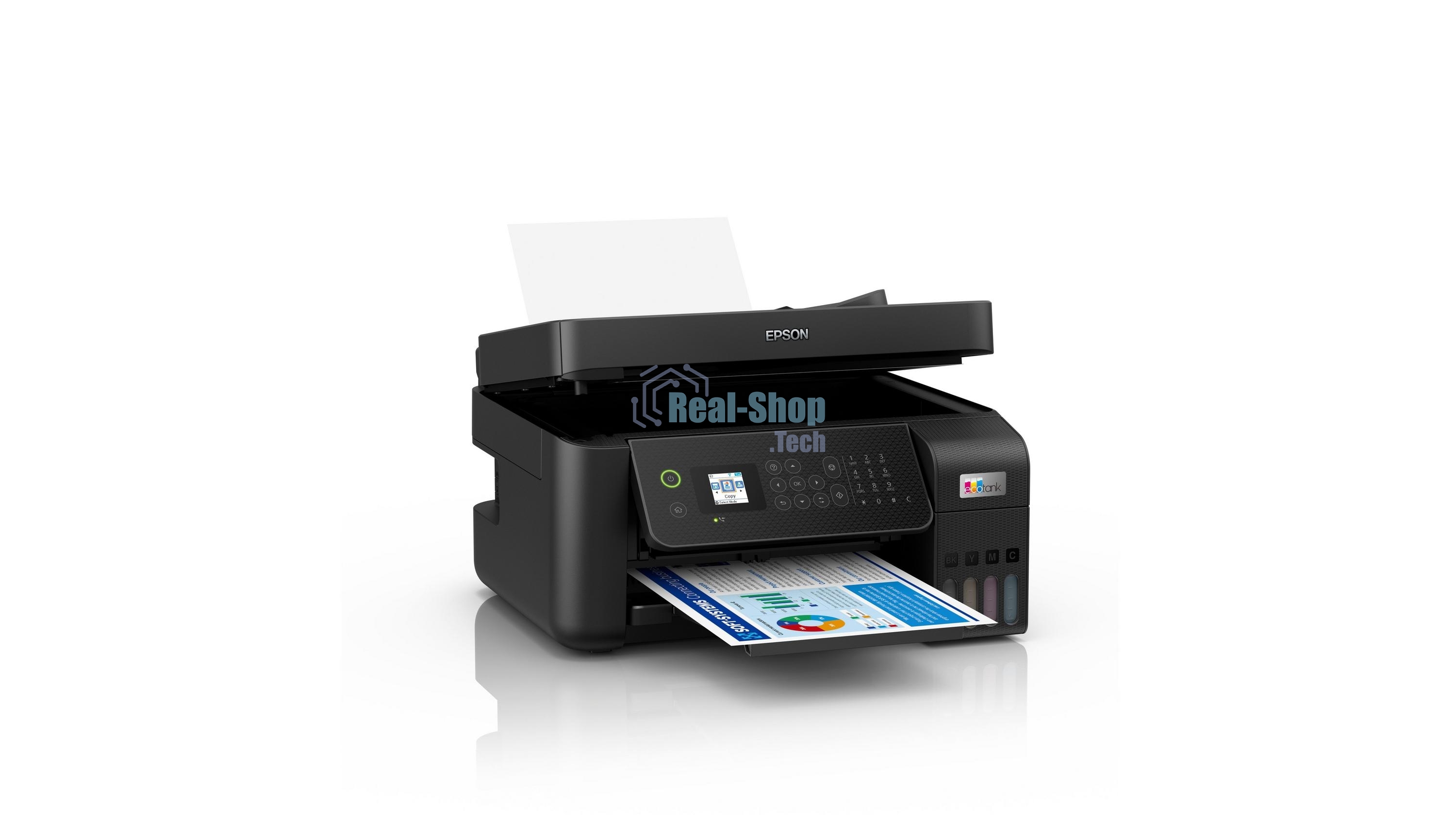 МФУ струйное Epson L5290 (C11CJ65512/C11CJ65508/C11CJ65407), A4, цветное, печ. до 33 стр/мин. (ч/б) до 15 стр/мин. (цвет), скан. до 12 стр/мин. (ч/б) 29 стр/мин. (цвет), 1440 x 5760 dpi (печать) 1200x2400dpi (скан.), USB, RJ-45, Wi-Fi