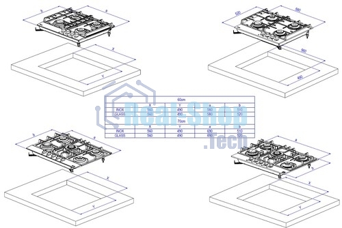 Газовая варочная поверхность DeLonghi GRETA 6GW BB, 4 конфорки, закаленное стекло, 7800 Вт