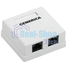 Розетка компьютерная информационная настенная RJ45 кат. 5Е UTP 2 порта GENERICA