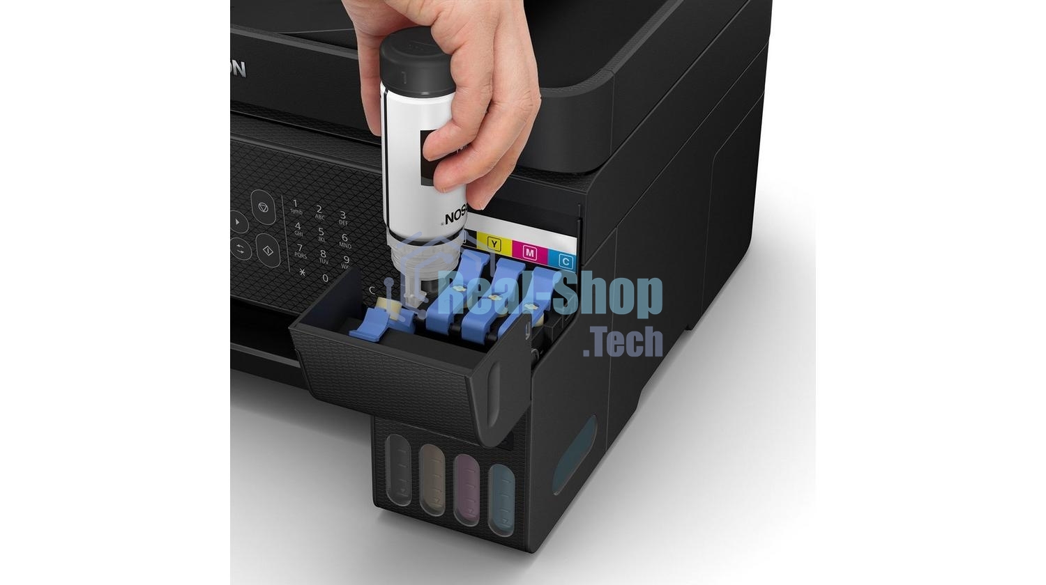 МФУ струйное Epson L5290 (C11CJ65512/C11CJ65508/C11CJ65407), A4, цветное, печ. до 33 стр/мин. (ч/б) до 15 стр/мин. (цвет), скан. до 12 стр/мин. (ч/б) 29 стр/мин. (цвет), 1440 x 5760 dpi (печать) 1200x2400dpi (скан.), USB, RJ-45, Wi-Fi