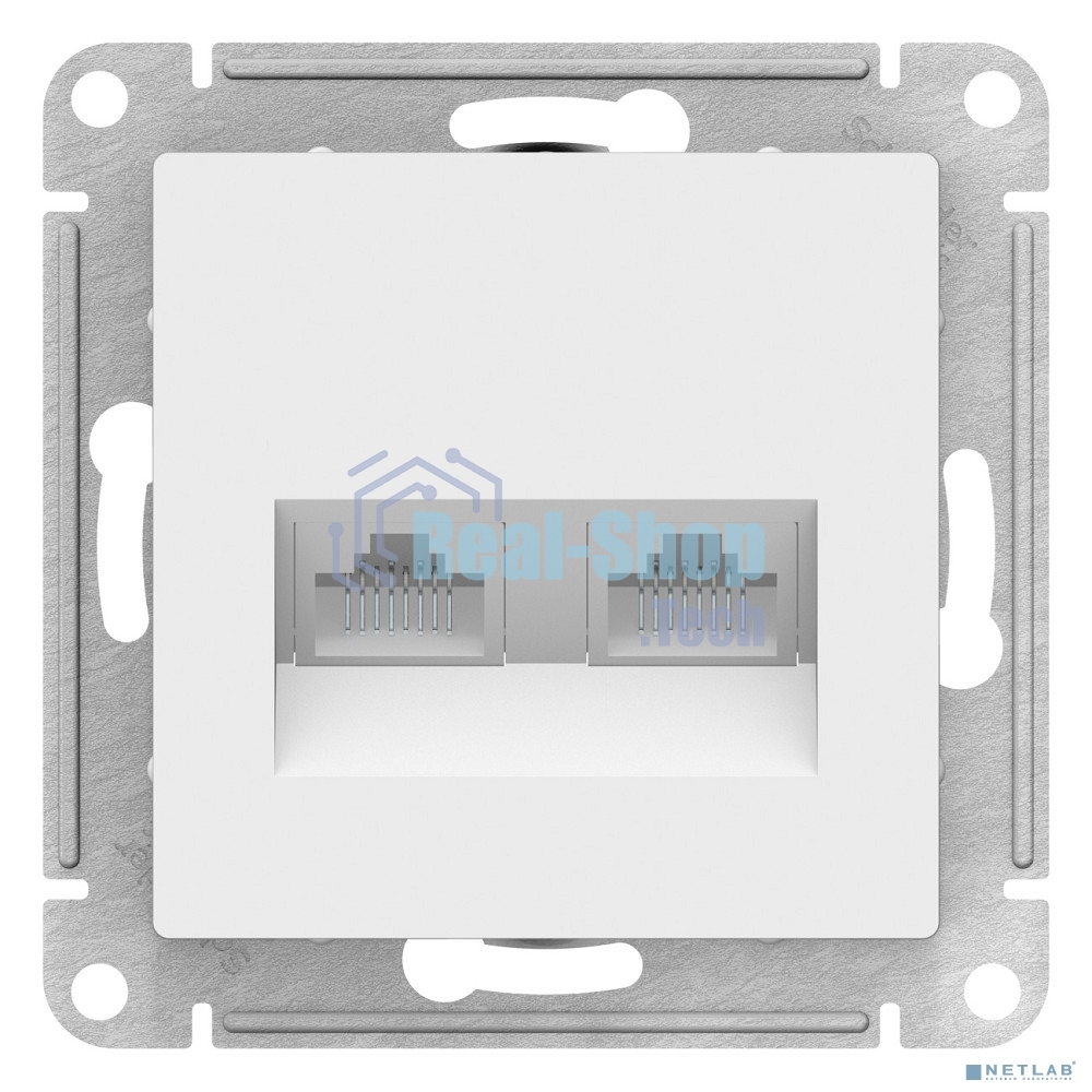 Розетка компьютерная двойная RJ45+RJ45, кат.5E, механизм, белый