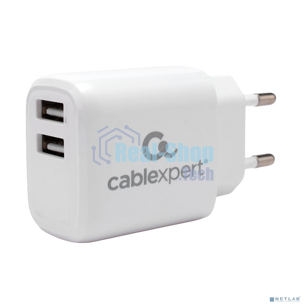Сетевое зарядное устройство Cablexpert MP3A-PC-58, 10.5Вт, 2.1А, 2хUSB, белый, пакет