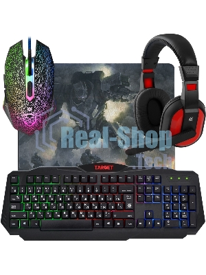 Комплект клавиатура+мышь Defender Target MKP-350 проводной, USB, 3200 DPI, чёрный/красный