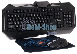 Комплект клавиатура+мышь Qumo Spirit of Wisdom проводной, USB, 2400 DPI, чёрный