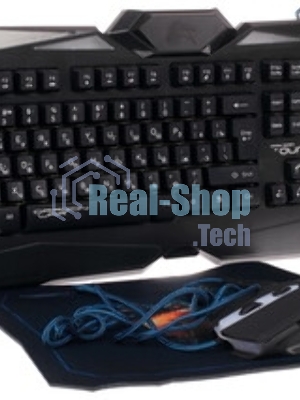 Комплект клавиатура+мышь Qumo Spirit of Wisdom проводной, USB, 2400 DPI, чёрный