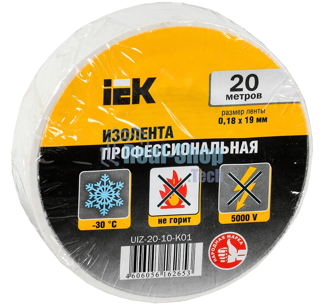 Изолента IEK UIZ-20-10-K01 0,18х19 мм белая 20 метров