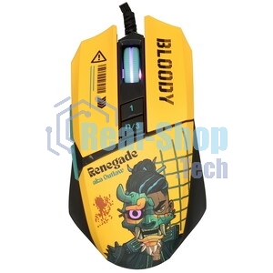 Мышь проводная A4Tech Bloody W63 Max Renegade желтый, 12000 dpi, USB, кнопки - 7