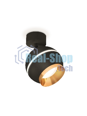 Комплект поворотного светильника Ambrella light XM1102004 SBK/PYG черный песок/золото желтое полированное MR16 GU5.3 LED 3W 4200K