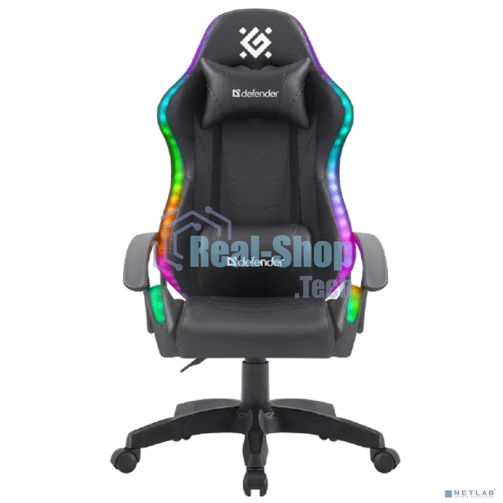 Кресло Defender Factor X RGB черный, экокожа, 120 кг