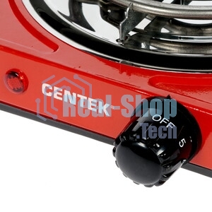 Плита настольная электрическая Centek CT-1508 красный, 1 кВт, ТЭН, конфорки - 1, эмаль, поворотные переключатели