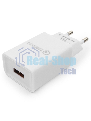 Сетевое зарядное устройство Cablexpert MP3A-PC-16, QC 3.0, 100/220V - 1 USB порт 5/9/12V, белый