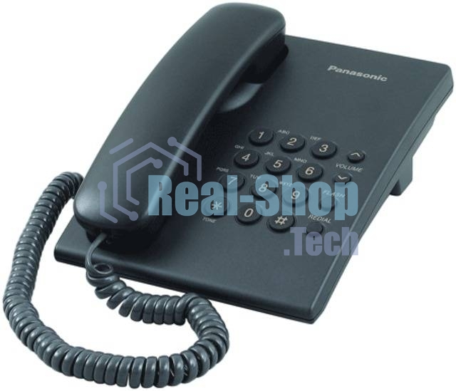 Телефон проводной Panasonic KX-TS2350RUB черный повтор номера, регул-ка громкости, кр.на стену