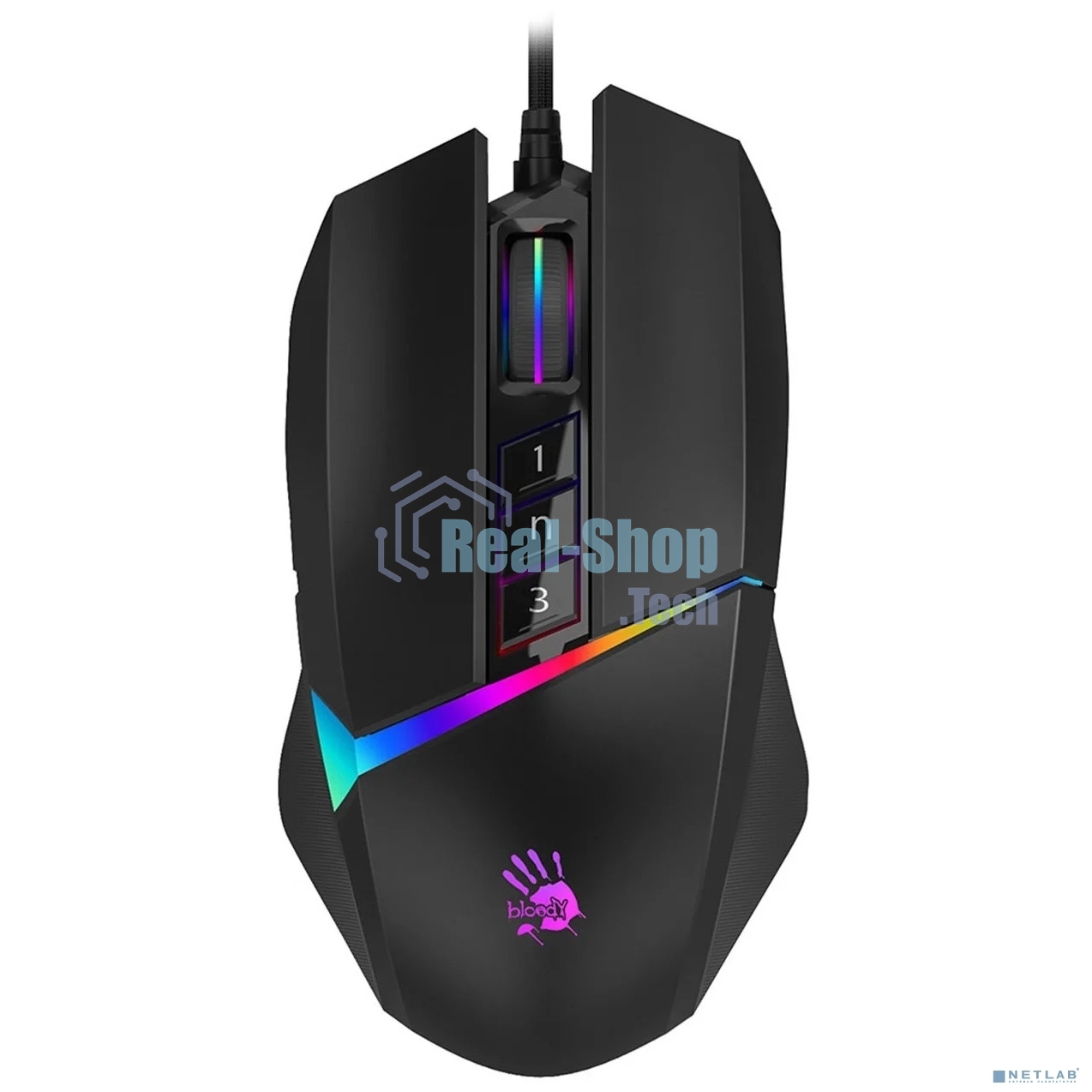 Мышь проводная A4Tech Bloody W60 Max черный, 10000 dpi, USB, кнопки - 10