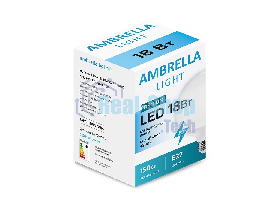 Лампа светодиодная 201177 LED A120-PR 18W E27 4200K (200W)