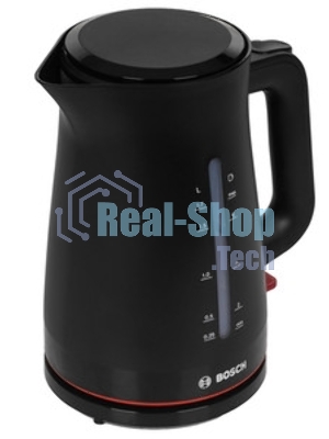 Электрочайник Bosch TWK3M123 черный, 1.7 л, 2400 Вт, скрытый нагревательный элемент