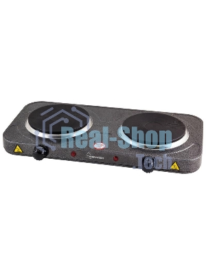 Плита настольная электрическая Homestar HS-1104 серый, 2 кВт, ТЭН, конфорки - 2, эмаль, поворотные переключатели