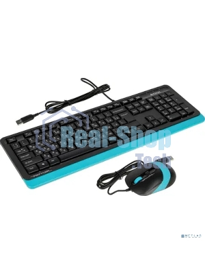 Комплект клавиатура+мышь A4Tech FStyler F1010 проводной, USB, 1600 DPI, чёрный/синий