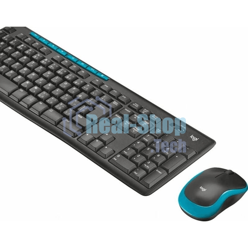 Комплект клавиатура+мышь Logitech MK275 беспроводной, USB, 1000 DPI, голубой/чёрный