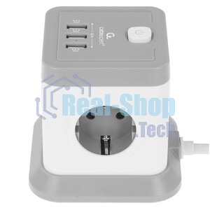 Сетевой фильтр Cablexpert Tower, TWR-4-U3-W-2, 4р, 10А, 3xUSB, 3.1А, 2 м, ур. защиты 2+, белый, коробка