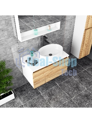 Тумба с раковиной и выпуском (Тумба Bau Dream Blackwood 60, умывальник BAU Nimb 50х36, выпуск клик клак, черный)