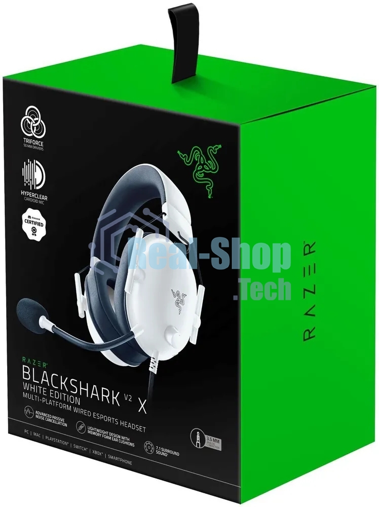 Гарнитура Razer Blackshark V2 X белый, проводная, 3.5 мм
