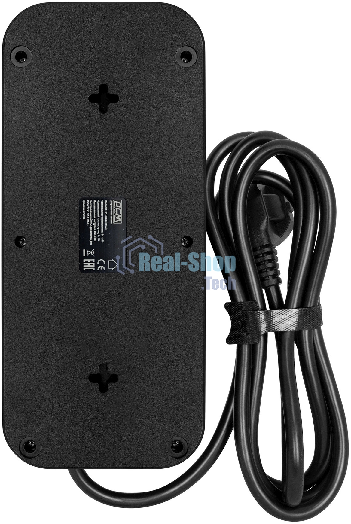 Сетевой фильтр Powercom SP-08 USB03AB 3,0 m 3.0м, 8 розеток, черный, коробка