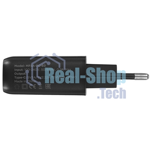 Зарядное устройство Cablexpert MP3A-PC-60 20Вт GaN, 3А, QC4.0/PD, 1xType-C, черный, пакет