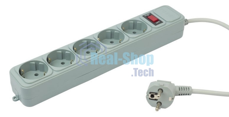 Сетевой фильтр PC Pet AP01006-5-GR 5 м, 5 розеток, серый