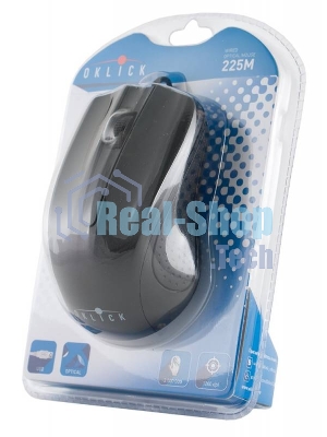 Мышь проводная Oklick 225M черный, 1200 dpi, USB, кнопки - 3