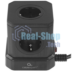 Сетевой фильтр Cablexpert Tower, TWR-5-U4-B-2, 5 р, 10А, 4хUSB, 3.1А, 2 м, ур.защиты 4+, черный, коробка