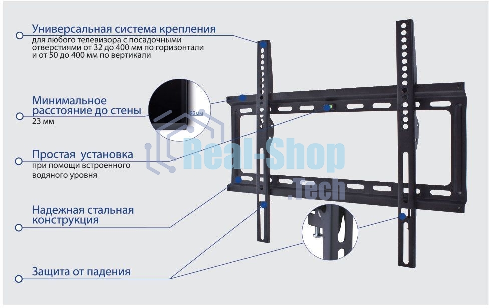 Крепеж Kromax IDEAL-3 new white, Кр. стал. наст. для TV 22