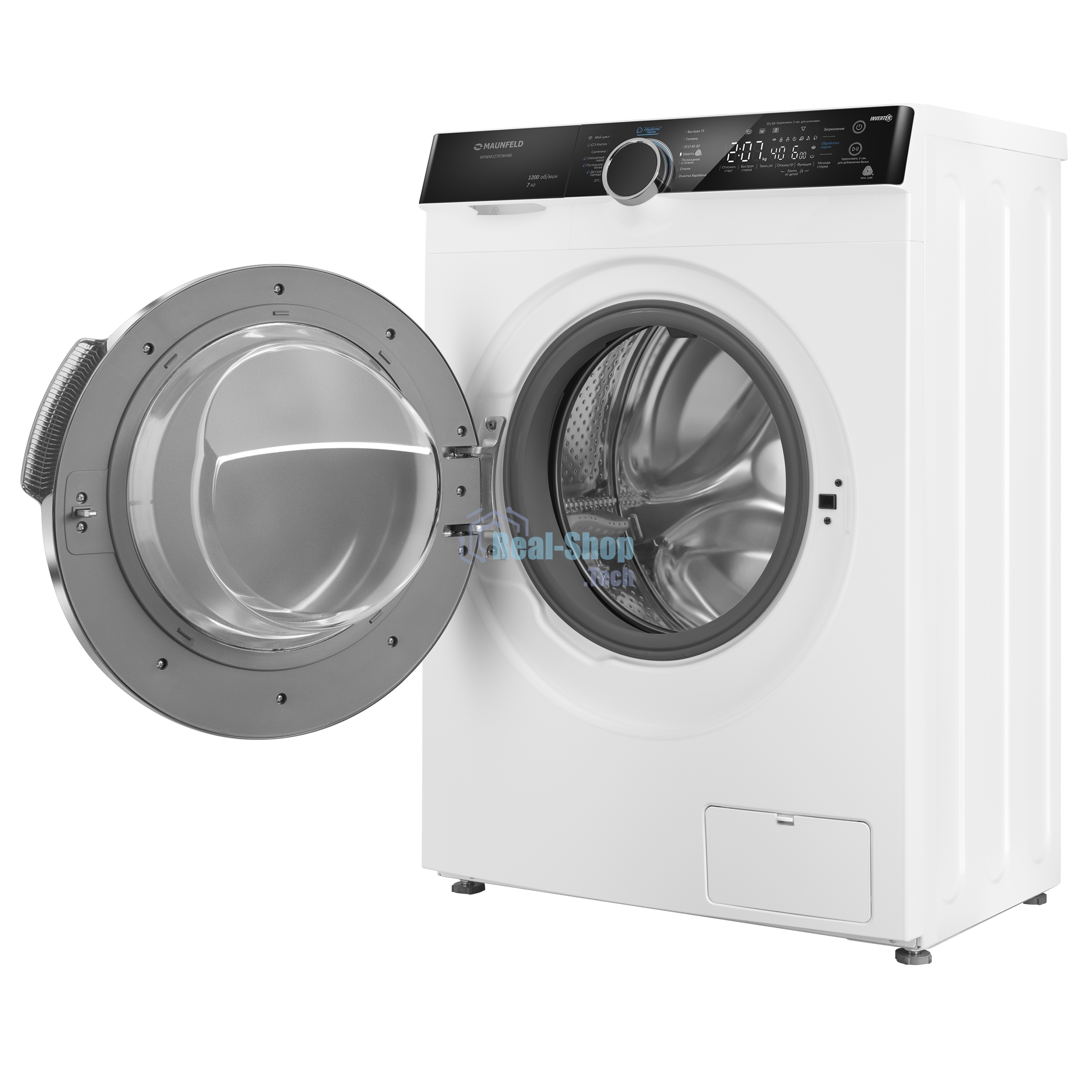 Стиральная машина Maunfeld MFWM127STWH06 белый, загрузка фронтальная 7 кг, 1200 об/мин., класс: А+++