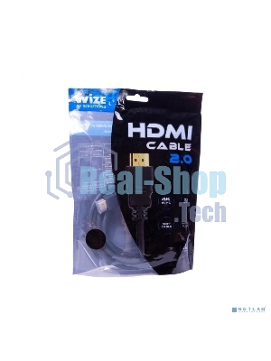 Кабель HDMI CP-HM-HM-3M Wize, 3 м, v.2.0, K-Lock, soft cable, 19M/19M, позол.разъемы, экран, темно-серый, пакет