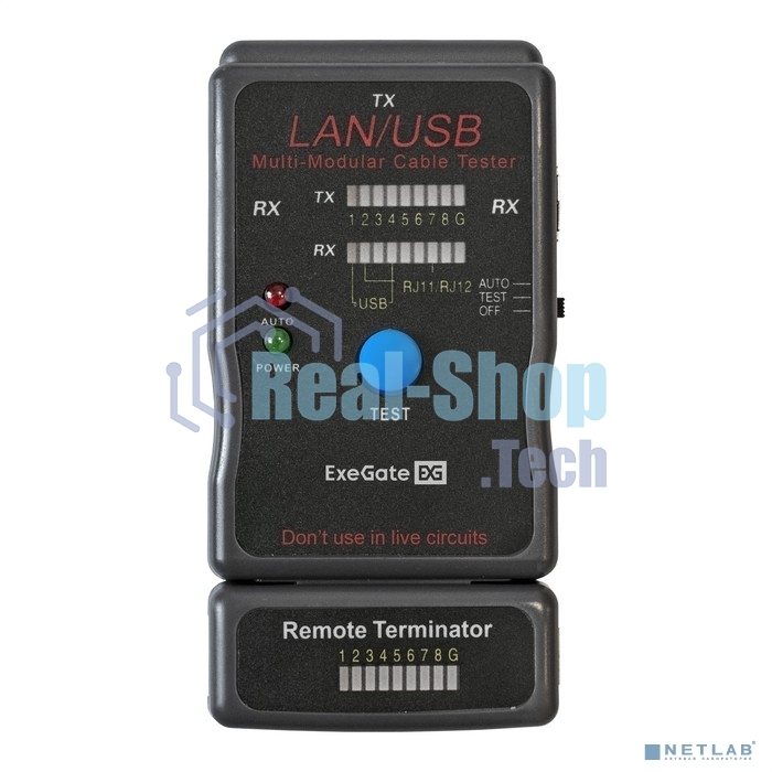 Тестер сетевой ExeGate EX293160RUS EX-T5448 для RJ-45/RJ-11/RJ-12/USB