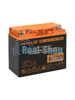 Аккумуляторная батарея ExeGate EX285662RUS HRL 12-18 (12V 18Ah, клеммы F3 (болт М5 с гайкой))