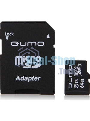 Флеш карта QUMO QM64GMICSDXC10U1 64Gb MicroSDXC Class 10 UHS-I, SD adapter
