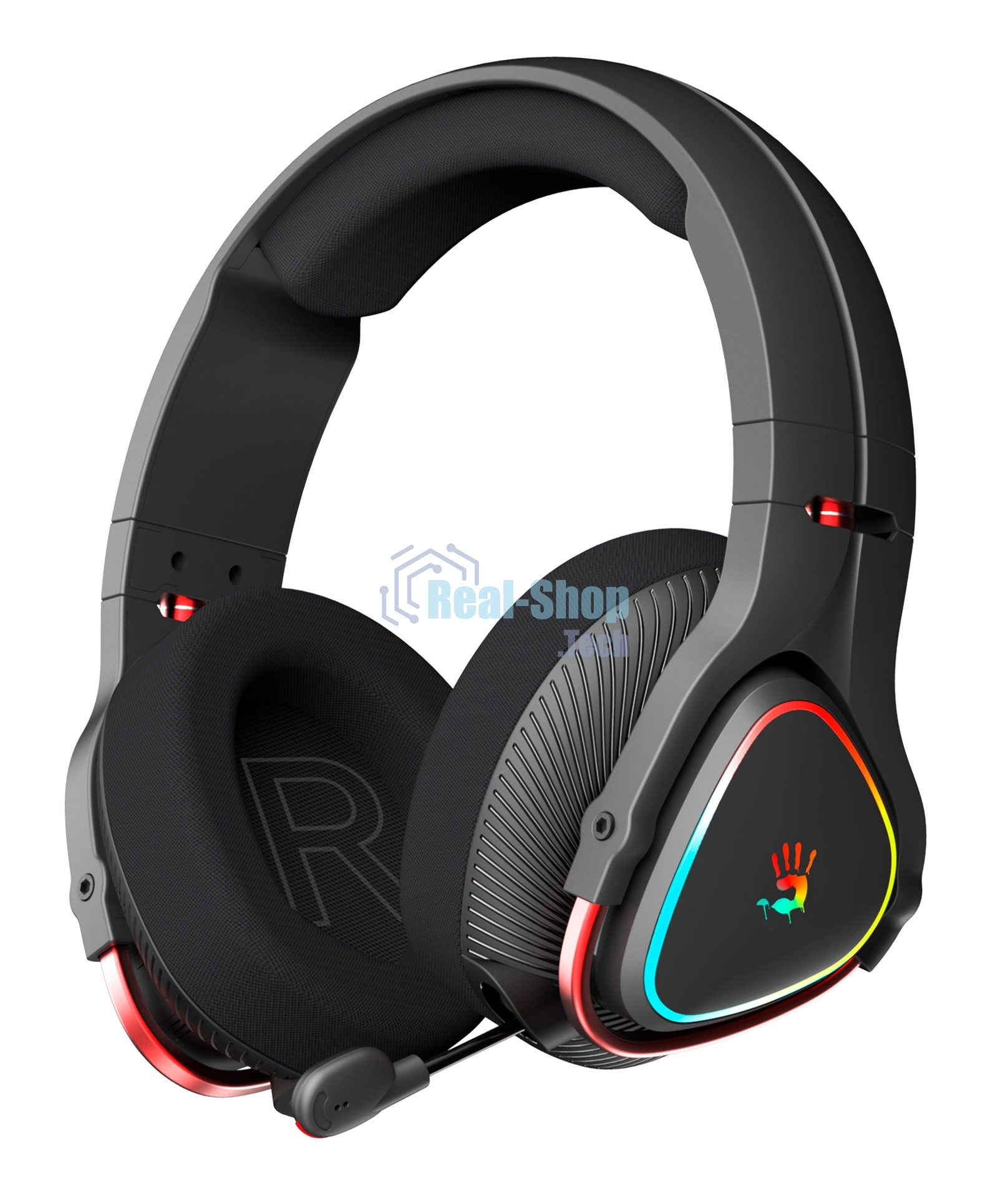Гарнитура Bloody MR710 чёрный, беспроводная + проводная, Bluetooth, до 44 ч, подсветка