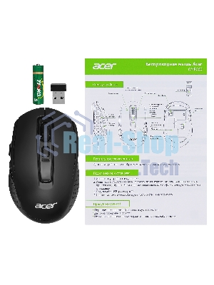 Мышь беспроводная Acer OMR060 черный, 1600 dpi, радиоканал, USB, кнопки - 6