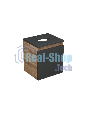 Тумба Bau Dream Blackwood 35 с ящиком, графит, раковина BAU Mini 24х24, смеситель для раковины высокий Hotel Black, черный, выпуск клик клак, черный
