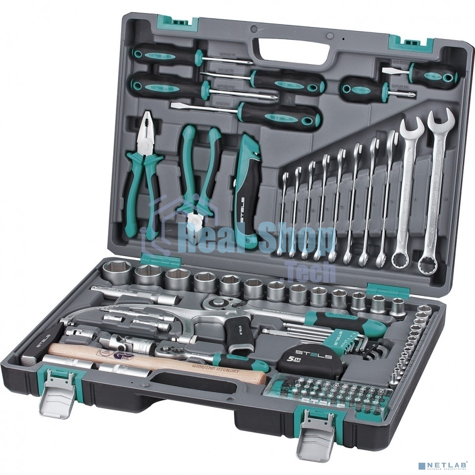 Набор инструментов Stels 141111/2'' 1/4'' CrV пластиковый кейс  98 предм.