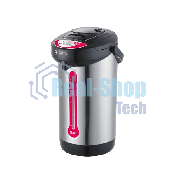 Термопот Centek CT-0080 черный, 3л, 600Вт, 3 способа подачи воды, корпус из нержавеющей стали
