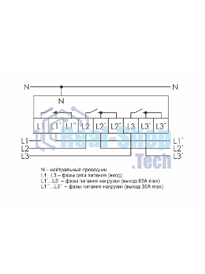 Реле контроля напряжения CP-723 (трехфазное; два режима работы - три однофазных реле или трехфазное реле напряжения; монтаж на DIN-рейке; 100…450 AC 3NO 3х63А) F&F EA04.009.015