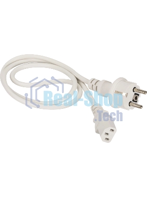 Шнур питания Lanmaster C13-Schuko прямая, 3х0.75, 220В, 10А, белый, 1 метр