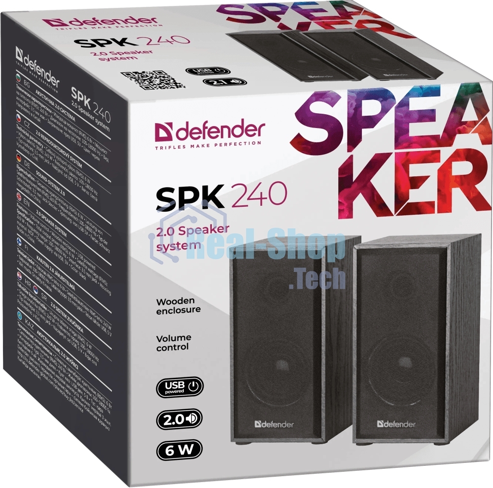 Акустическая система Defender SPK-240 2.0 черный (2x3 Вт, USB пит, раз. д. науш.)